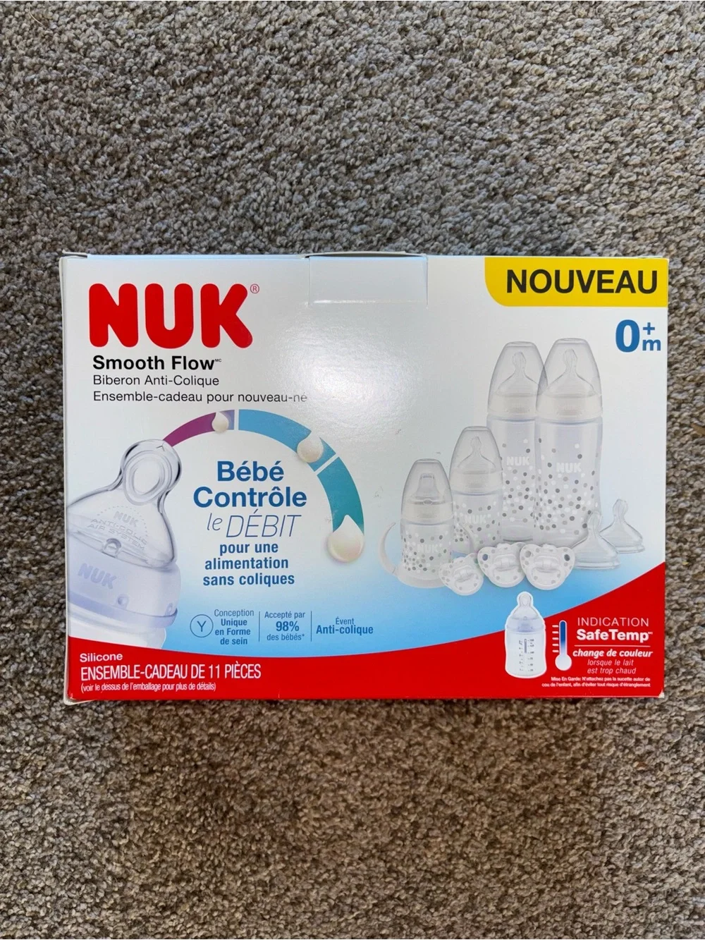NUK Smooth Flow Baby Bottle Gift Set in White and Red